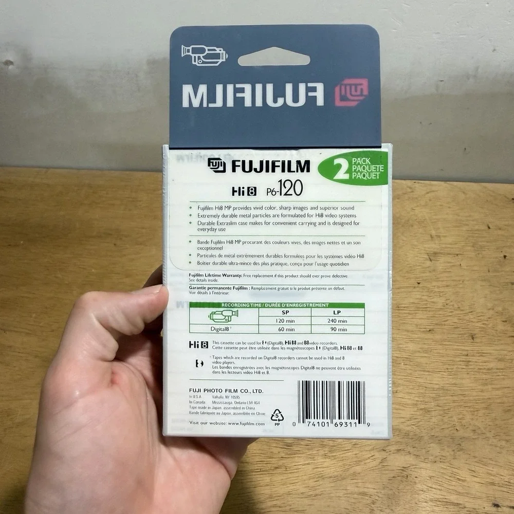 Fujifilm Hi8 MP P6-120 Pro Grade Videocassette Tapes 2 Pack Sealed 120MP